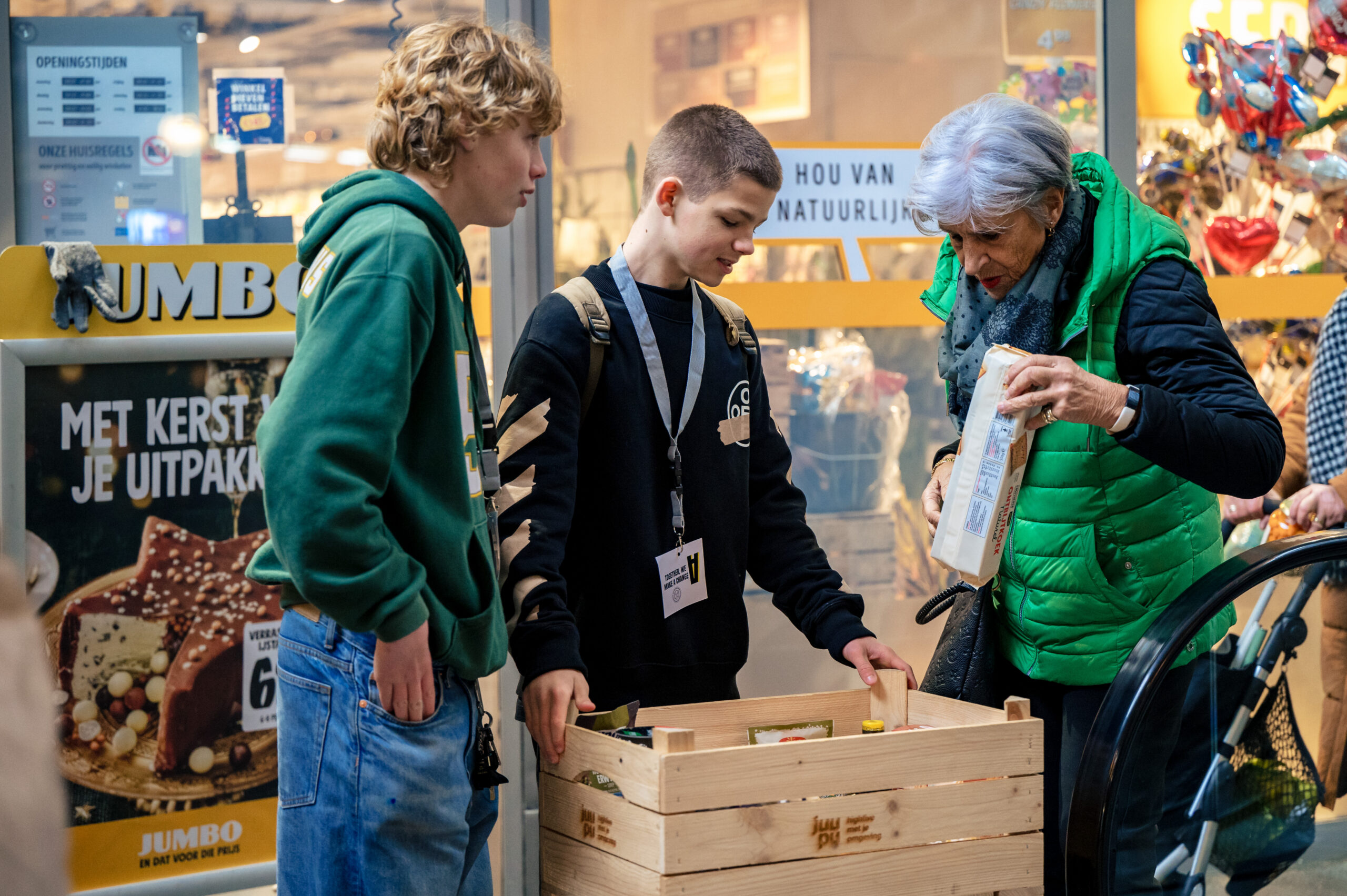 Students collecting food donations