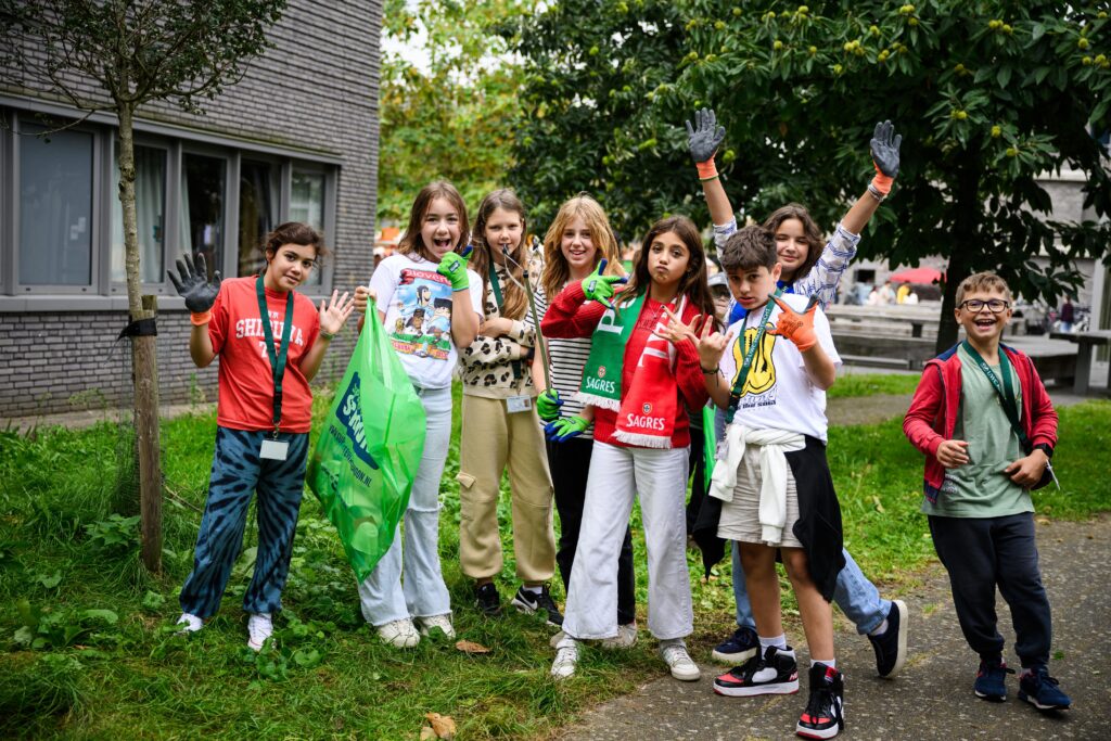 Students in school's garden